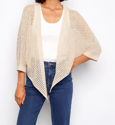 Crochet Lurex Tie-Front Bolero - Gold