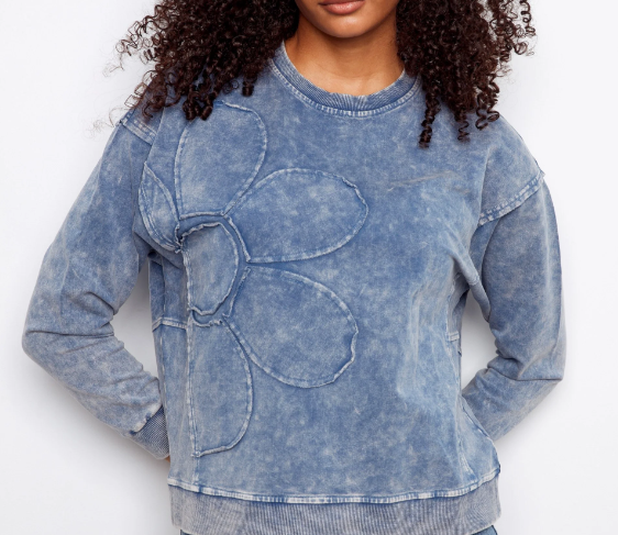 Long Sleeve Top With Flower