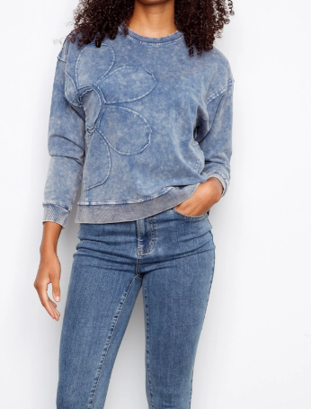Long Sleeve Top With Flower