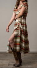 Western Style Striped Wrap Maxi Dress