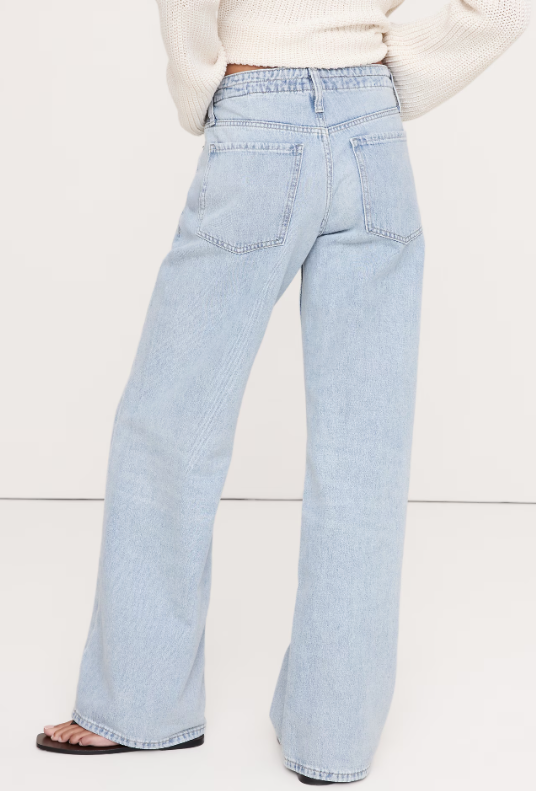 Mid-Rise Wide-Leg Drawstring Jean