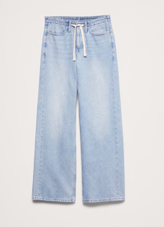 Mid-Rise Wide-Leg Drawstring Jean